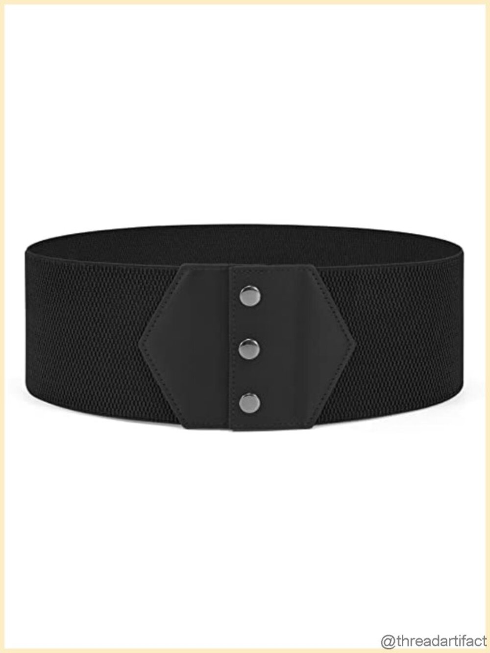 Wide Elastic Corset Belt Snap-Button Stretch PU Leather Waistband for Dresses